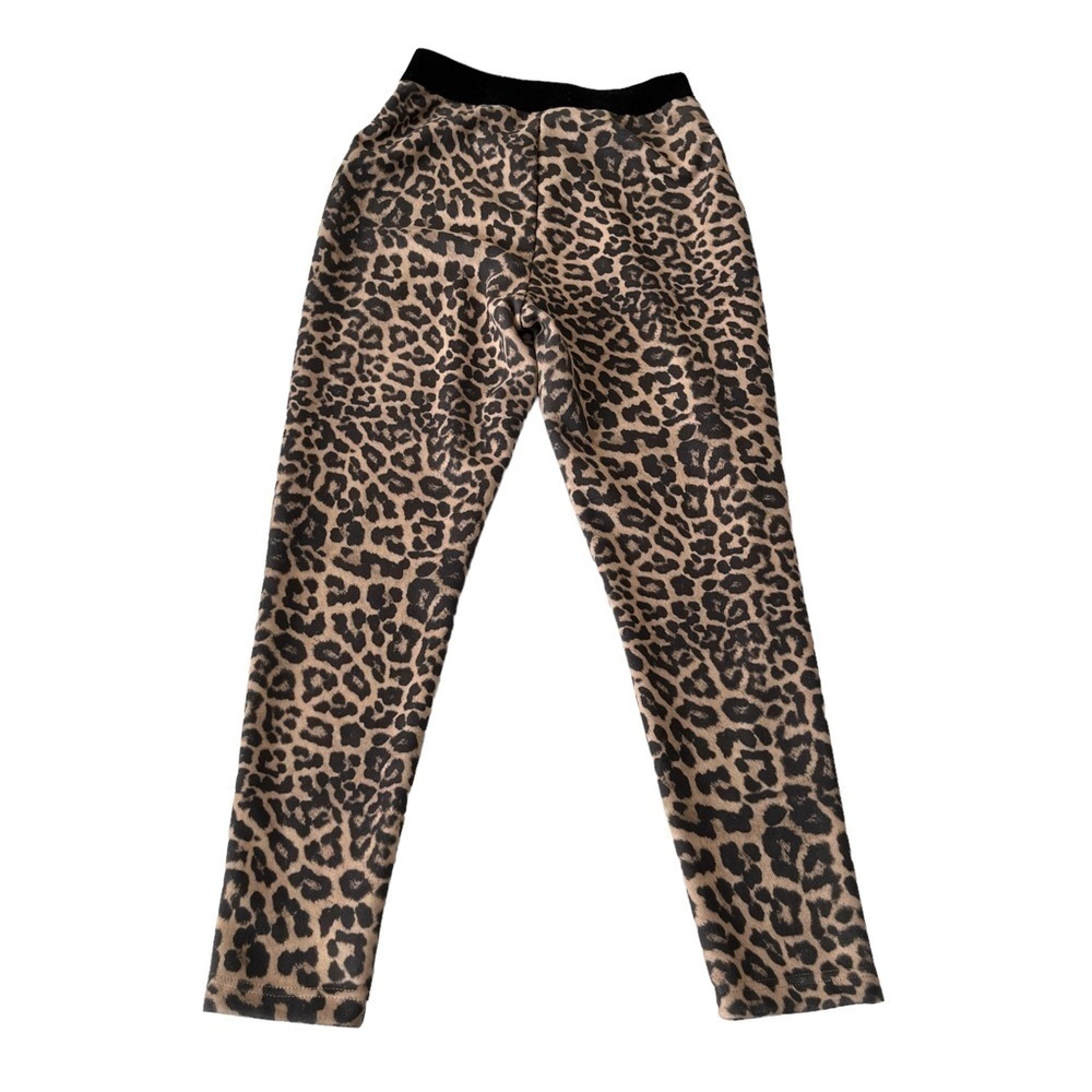 Zara Basic Leopard Print Faux Suede Leggings Size… - image 2